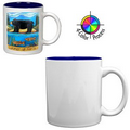 11 Oz. Gloss Two-Tone C Handle Mug - White/ Blue Interior (4 Color Process)